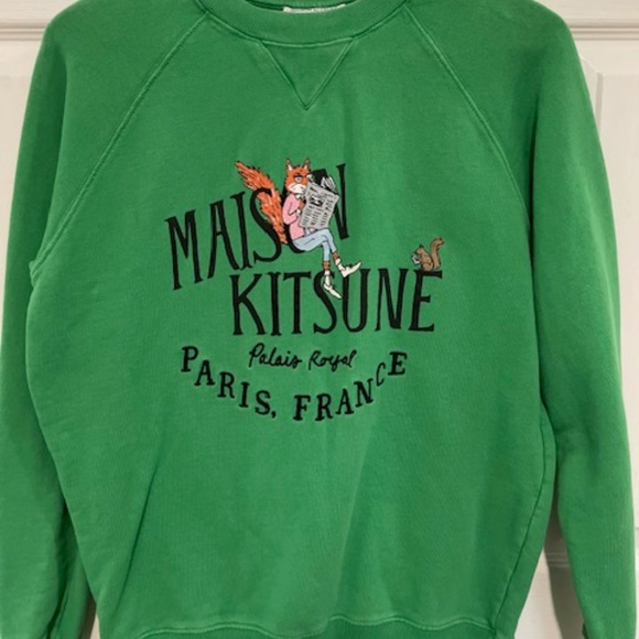 Maison Kitsuné Green Olympia Le-Tan Palais Royal News Sweatshirt - Picture 2 of 3